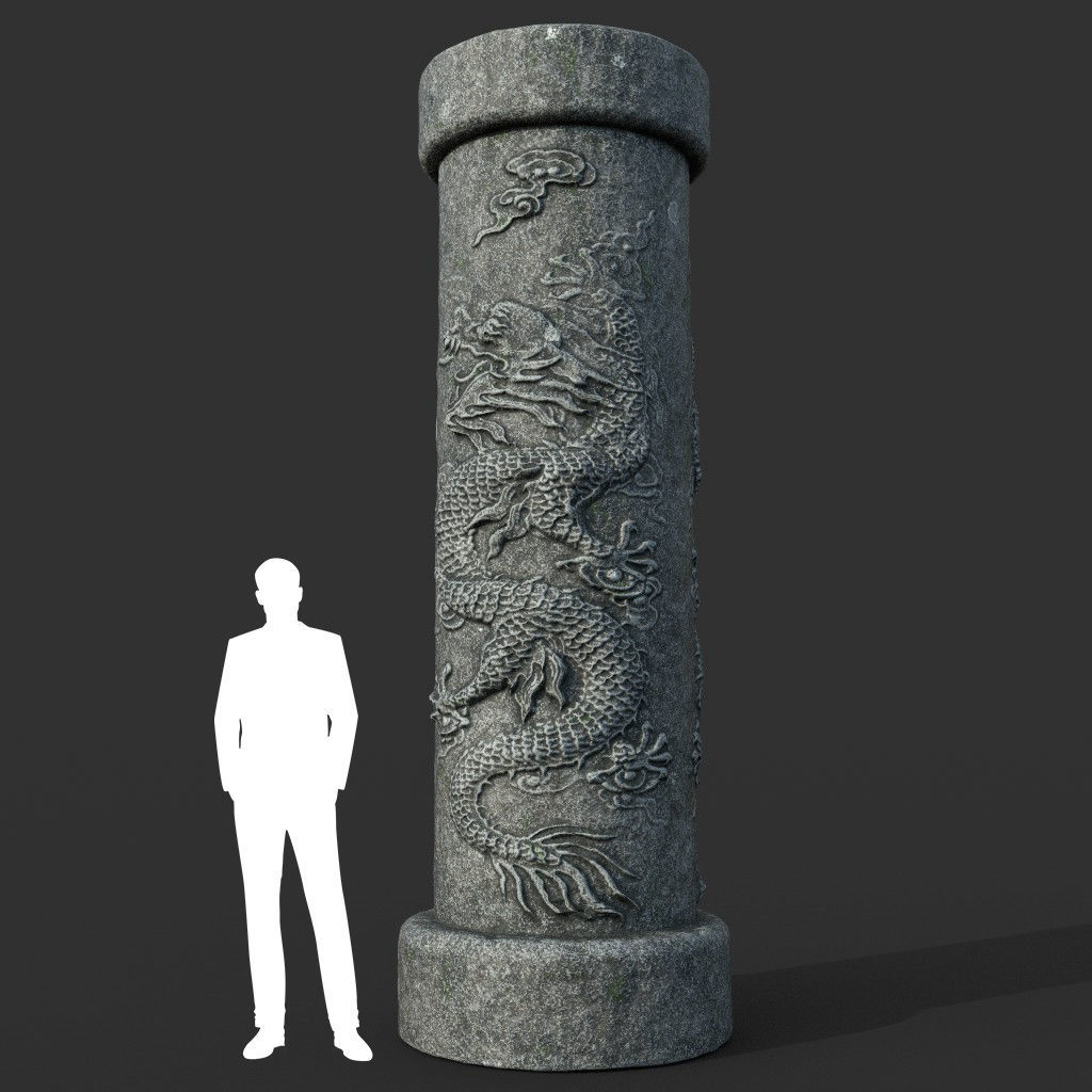Low poly Ancient Dragon Temple Element Pack Low-poly 3D model_8