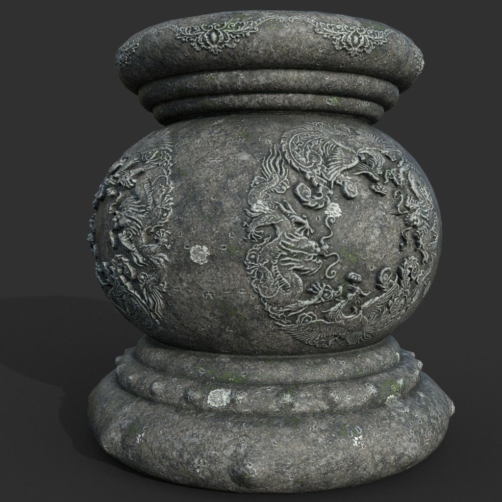 Low poly Ancient Dragon Temple Element Pack Low-poly 3D model_21