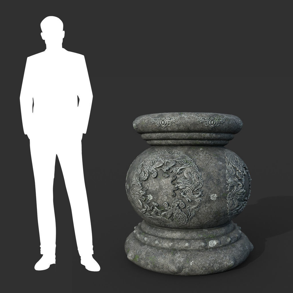 Low poly Ancient Dragon Temple Element Pack Low-poly 3D model_20