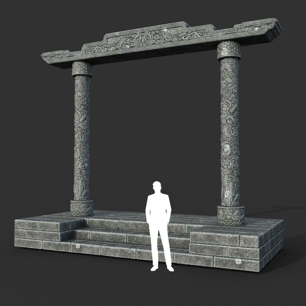 Low poly Ancient Dragon Temple Element Pack Low-poly 3D model_53