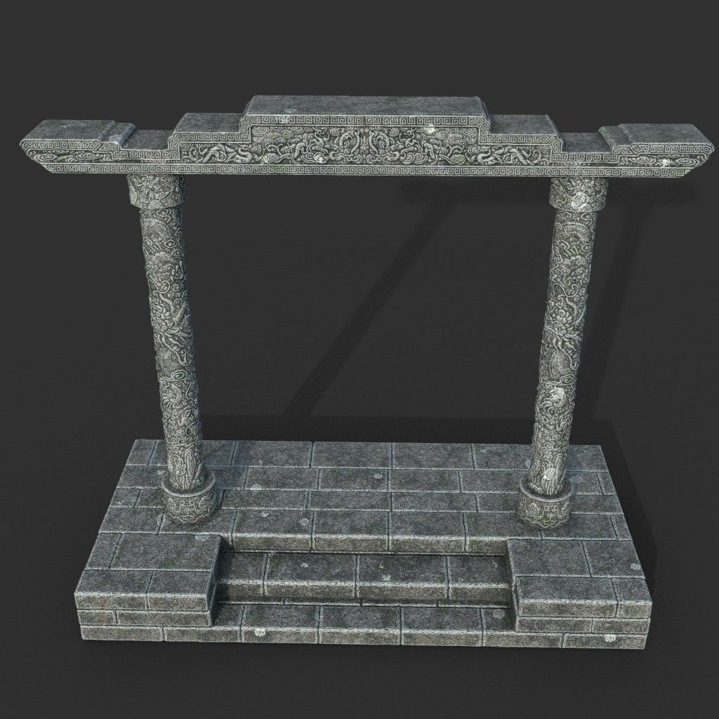 Low poly Ancient Dragon Temple Element Pack Low-poly 3D model_54