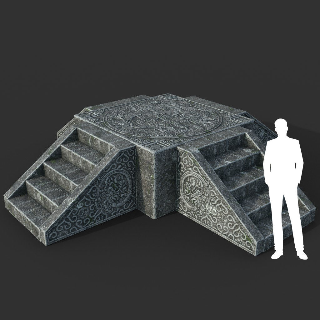 Low poly Ancient Dragon Temple Element Pack Low-poly 3D model_32