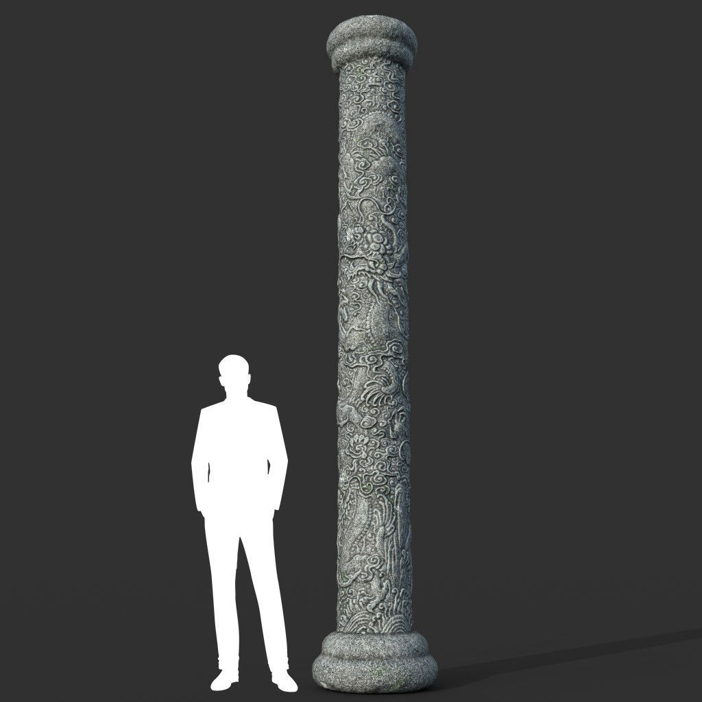 Low poly Ancient Dragon Temple Element Pack Low-poly 3D model_2