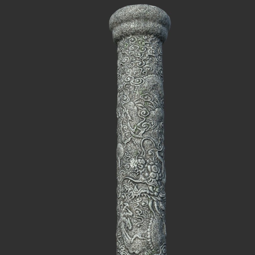 Low poly Ancient Dragon Temple Element Pack Low-poly 3D model_3