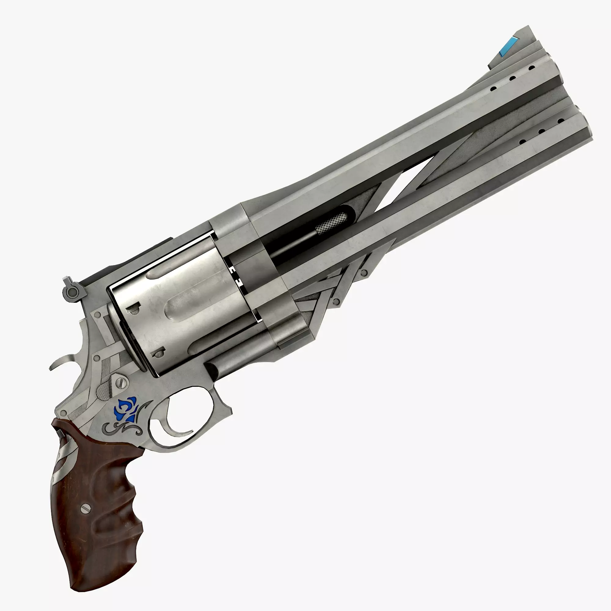 Blue rose Low-poly 3D model_5