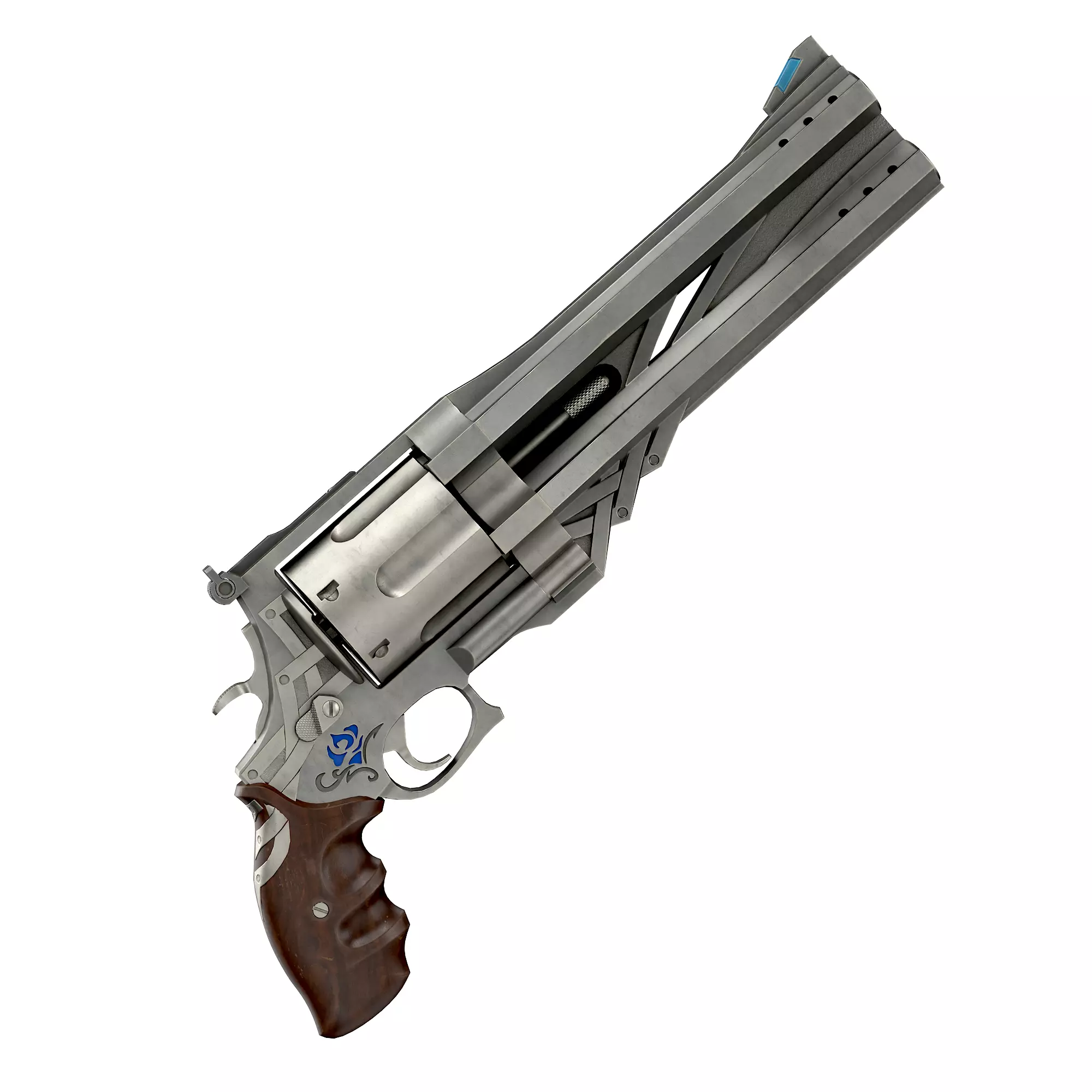 Blue rose Low-poly 3D model_37