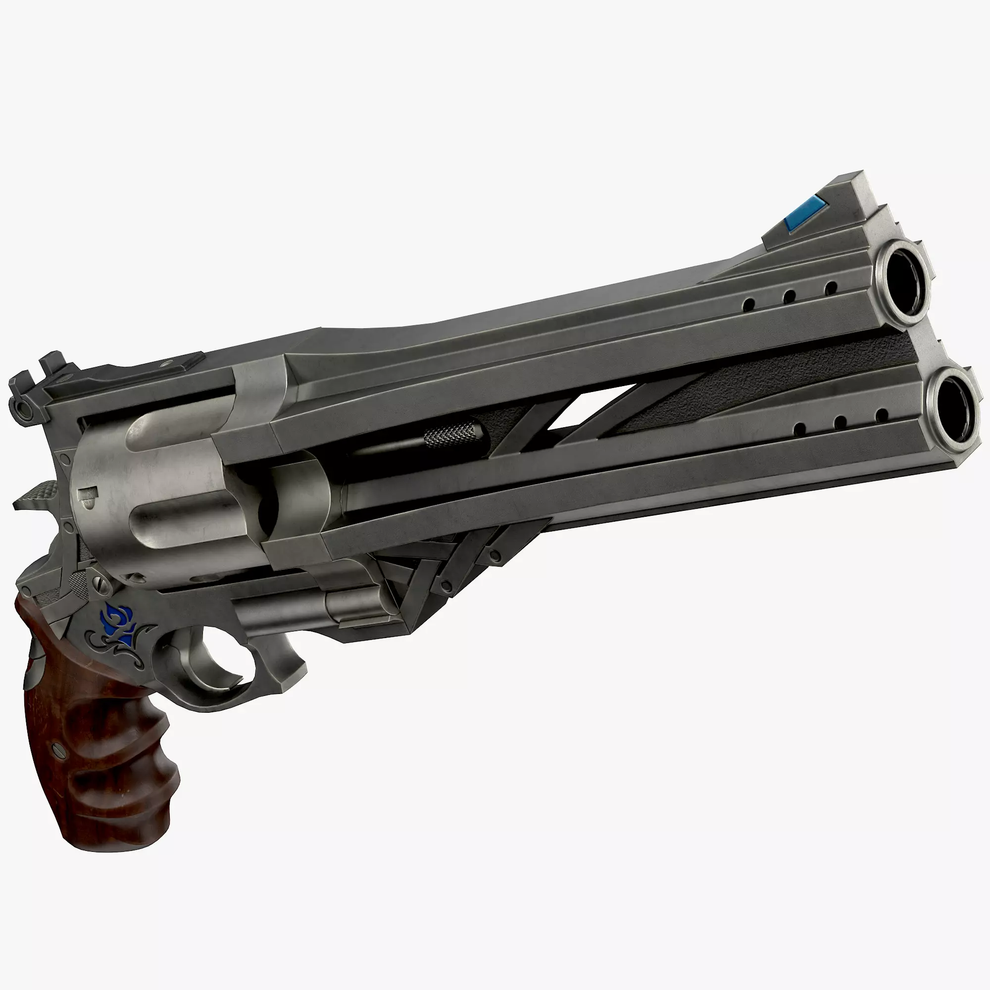 Blue rose Low-poly 3D model_4