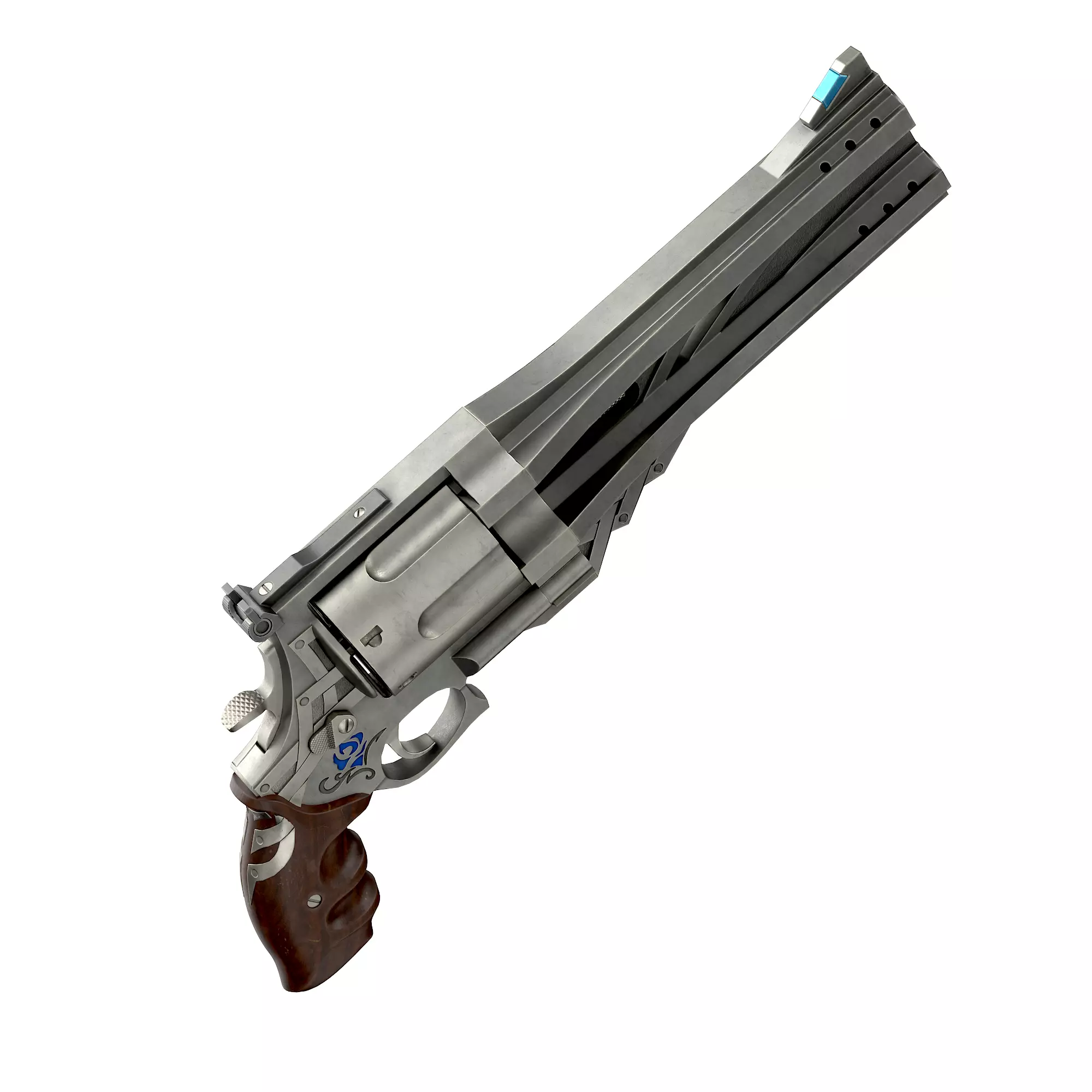 Blue rose Low-poly 3D model_40