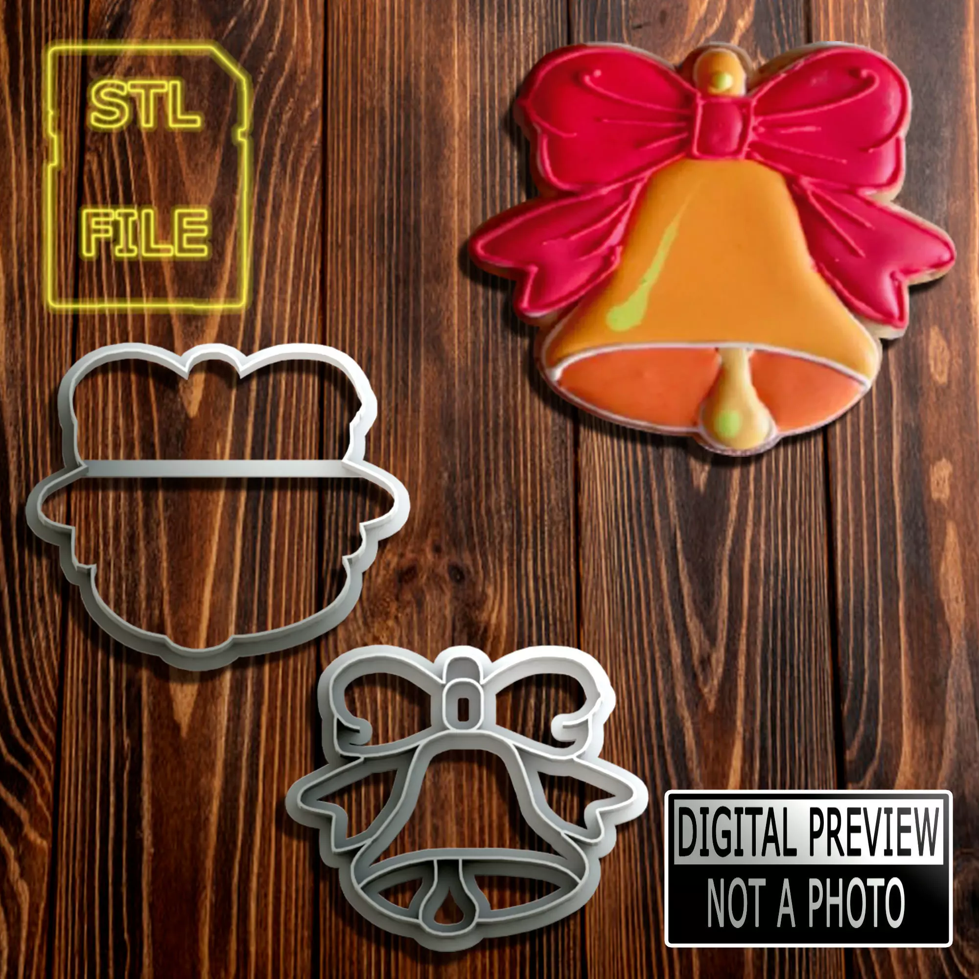 COOKIE CUTTER - CHRISTMAS BELL THEME 3D print model_0