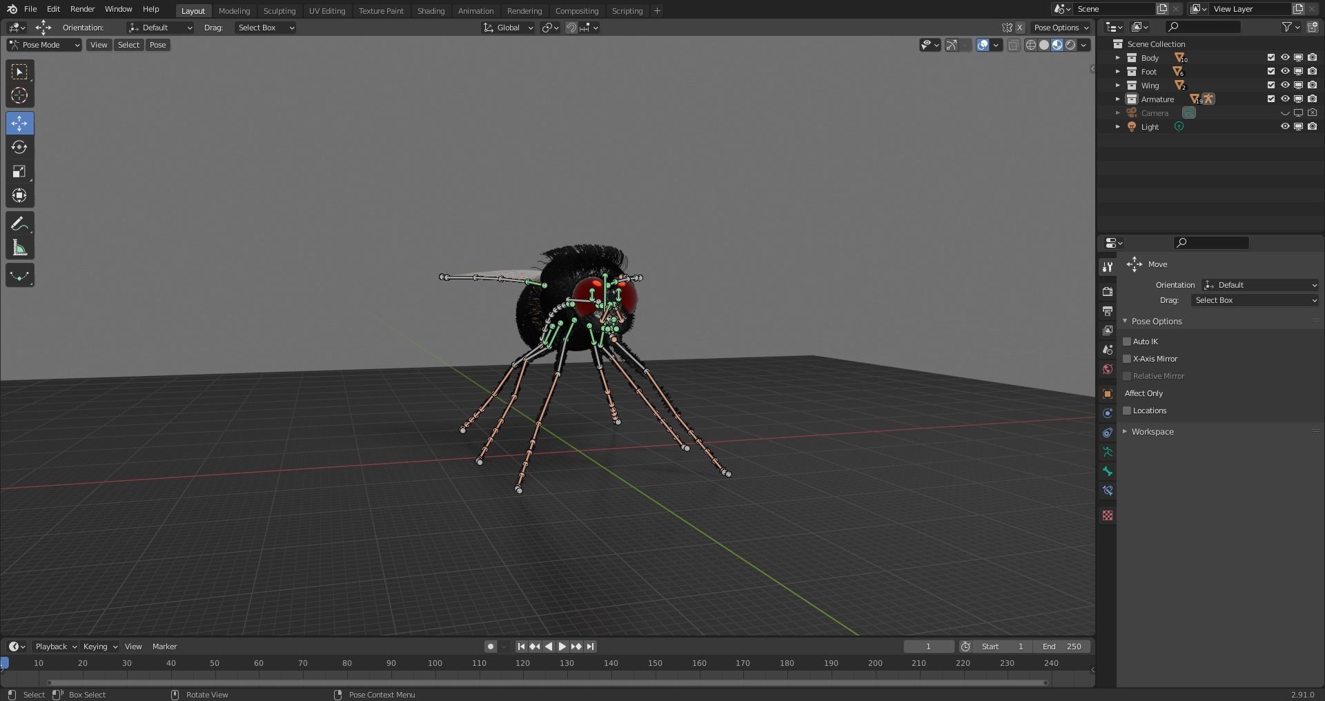 Housefly fly with eyes Low-poly 3D model_15