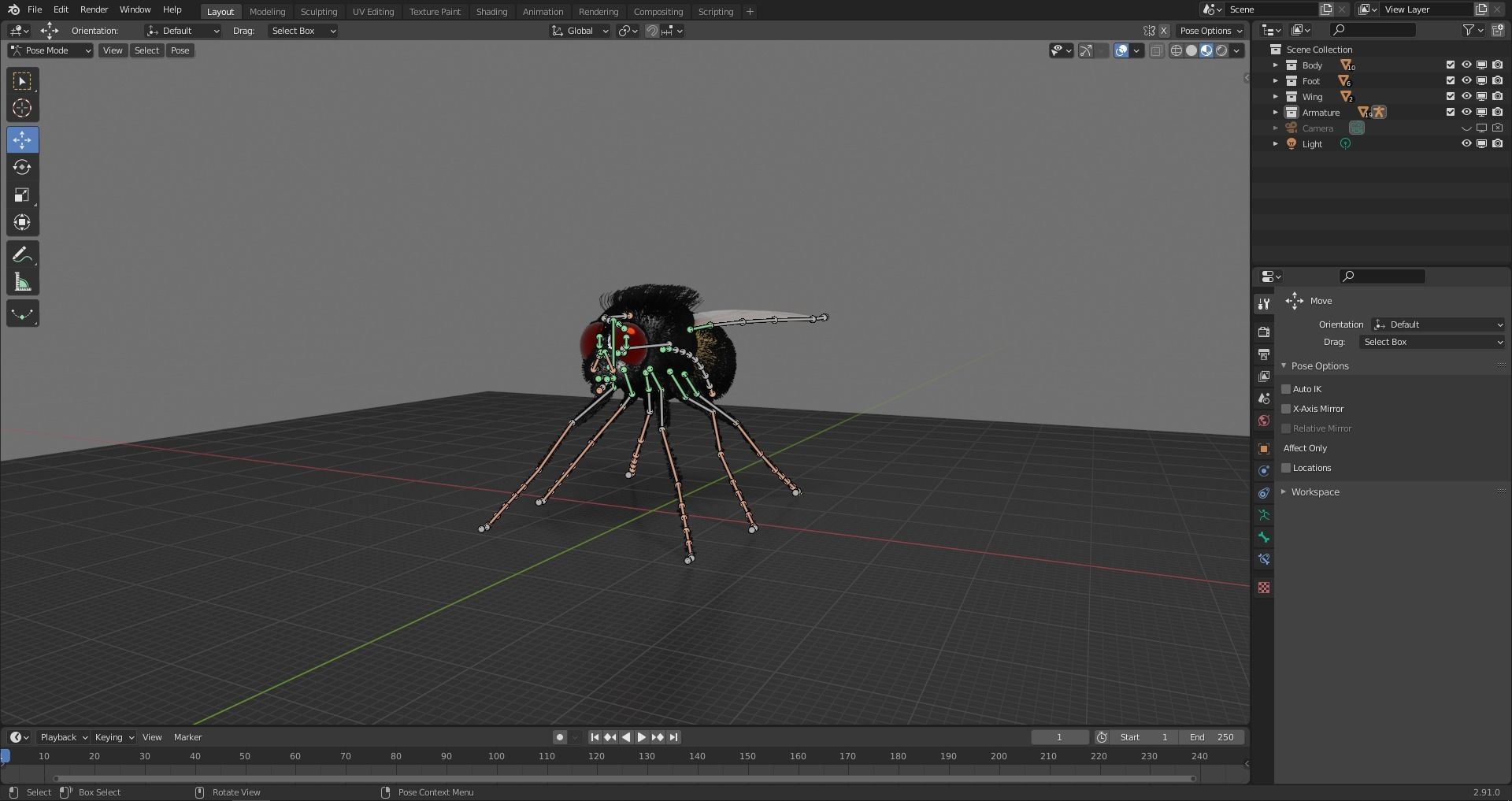 Housefly fly with eyes Low-poly 3D model_16