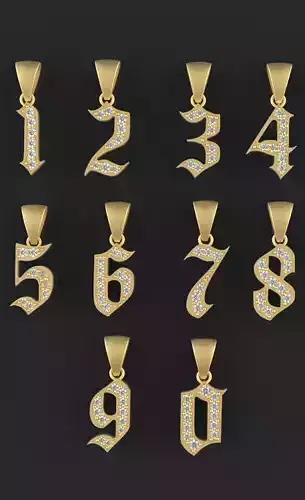 number pendant necklace 3D print model