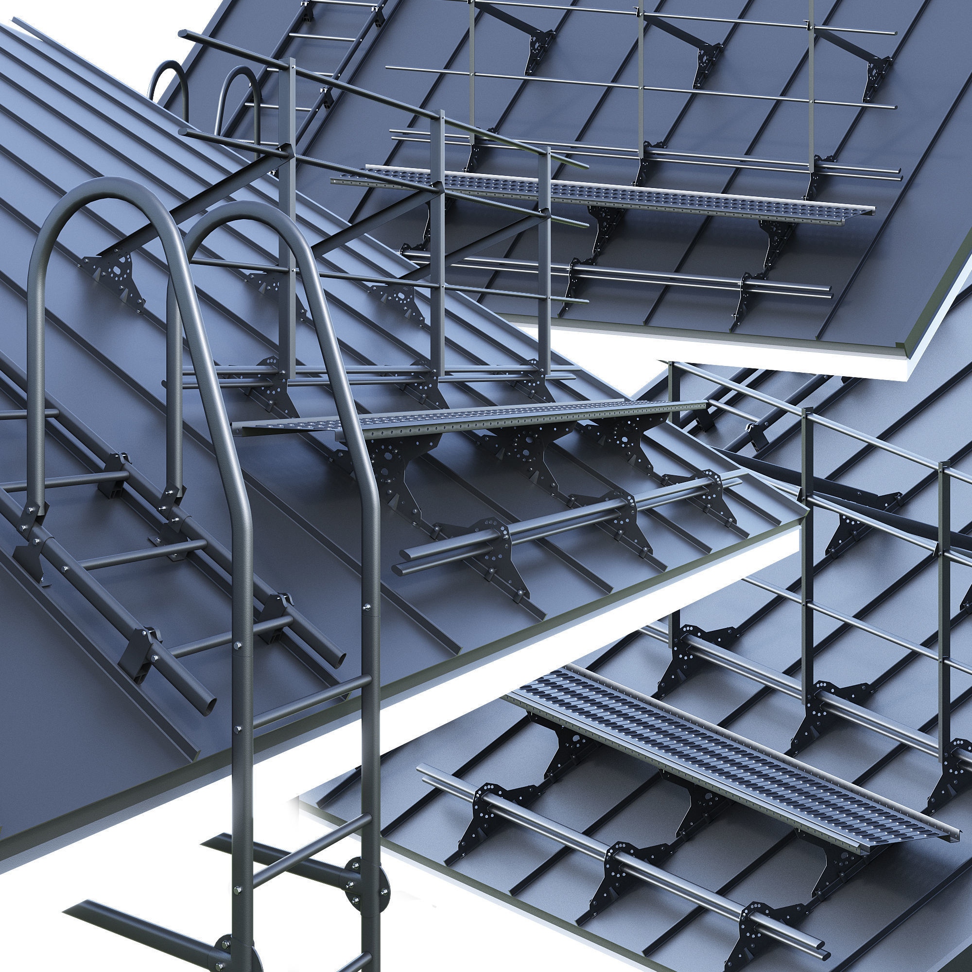 Seam roofing and security system 3D model_4