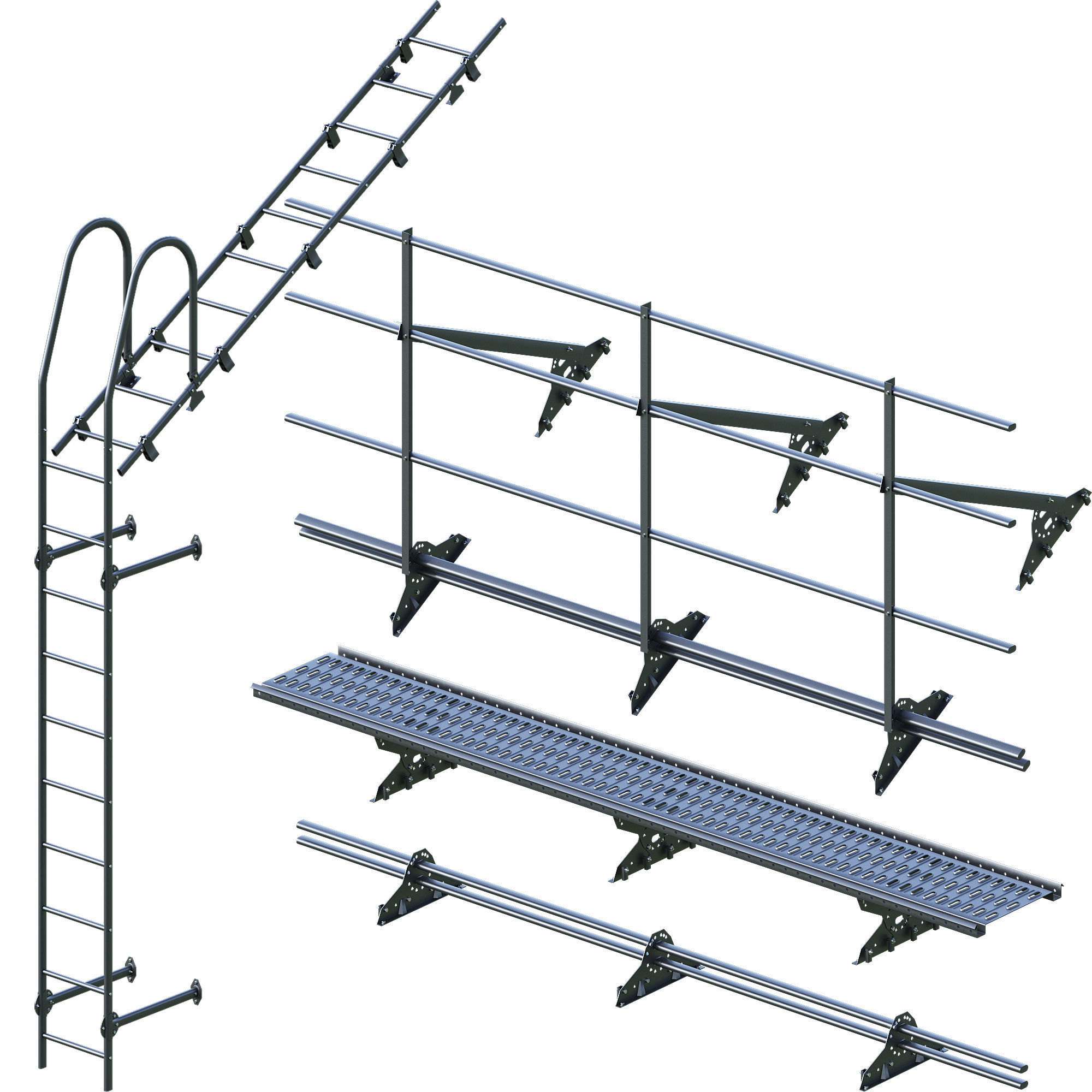 Seam roofing and security system 3D model_6