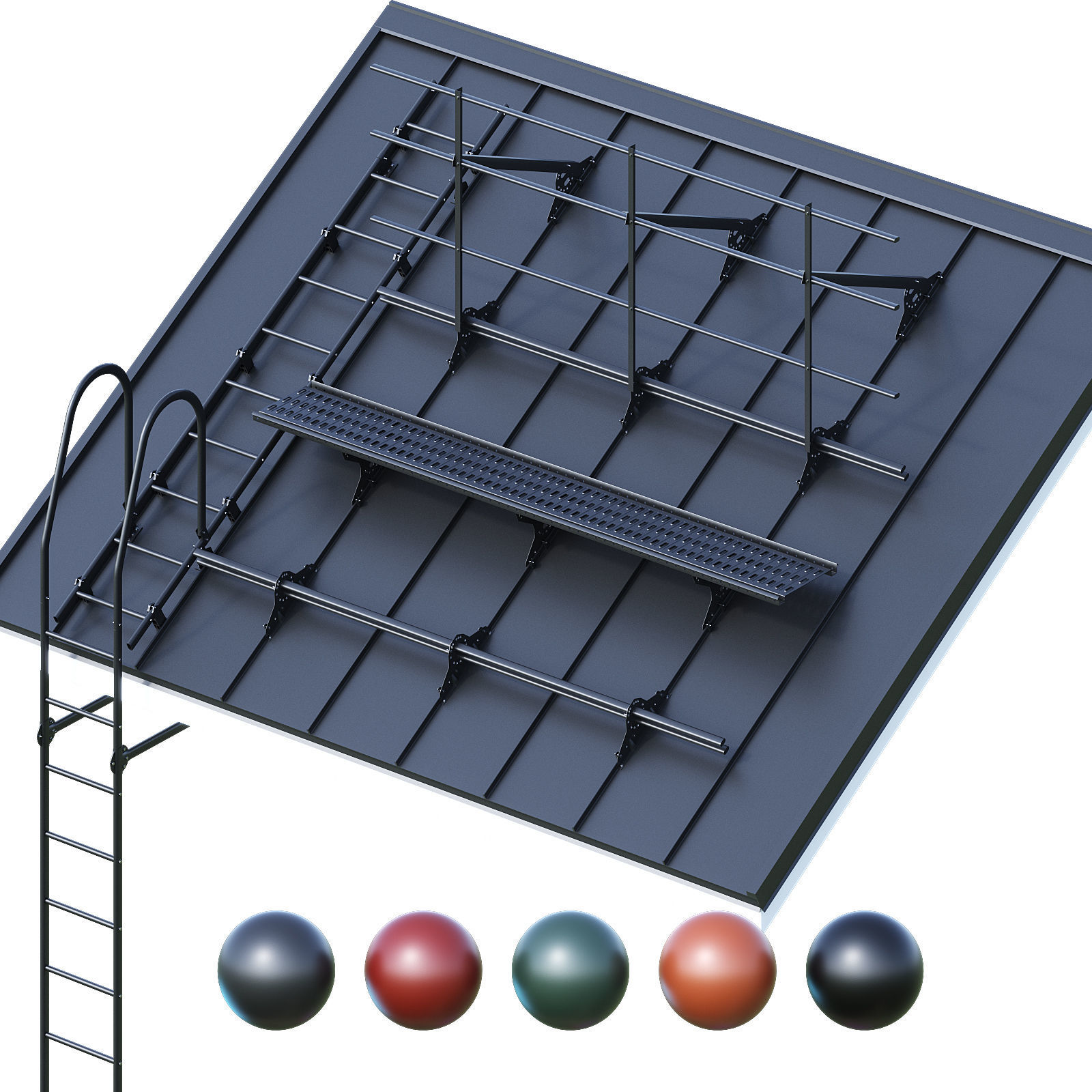 Seam roofing and security system 3D model_2