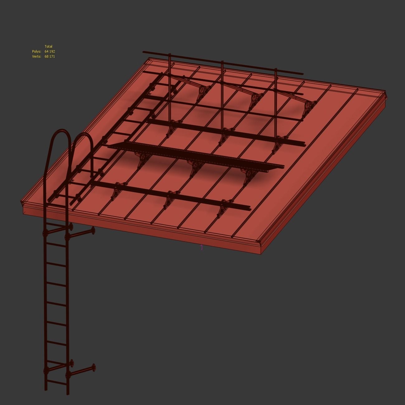 Seam roofing and security system 3D model_7
