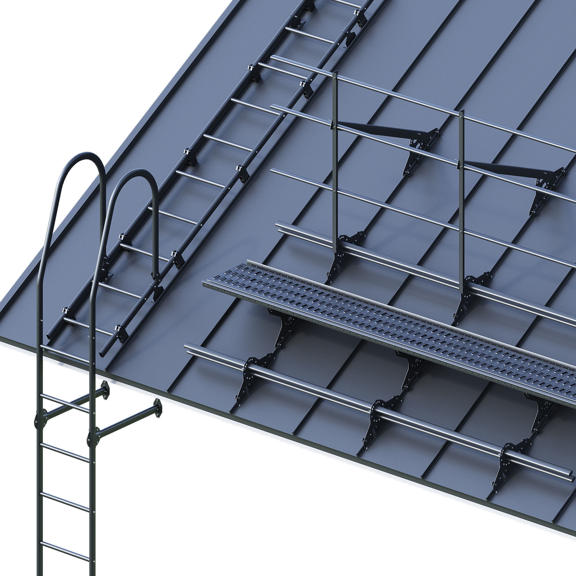 Seam roofing and security system 3D model_3