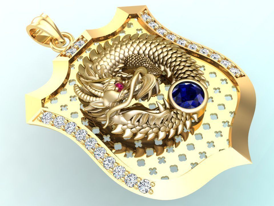 Dragon pendant - Mens pendants 3D print model_1