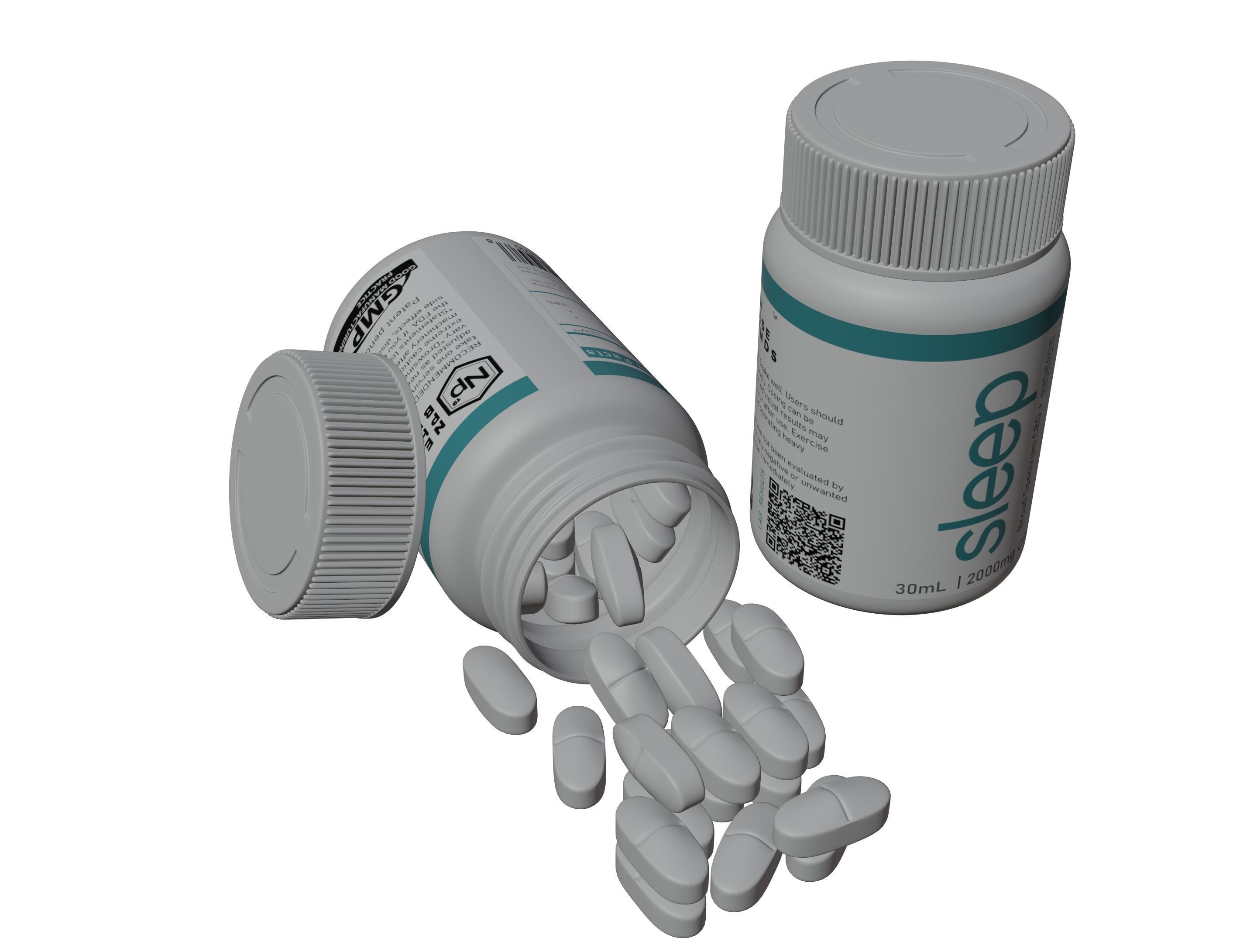Pill and bottle Low-poly 3D model_5