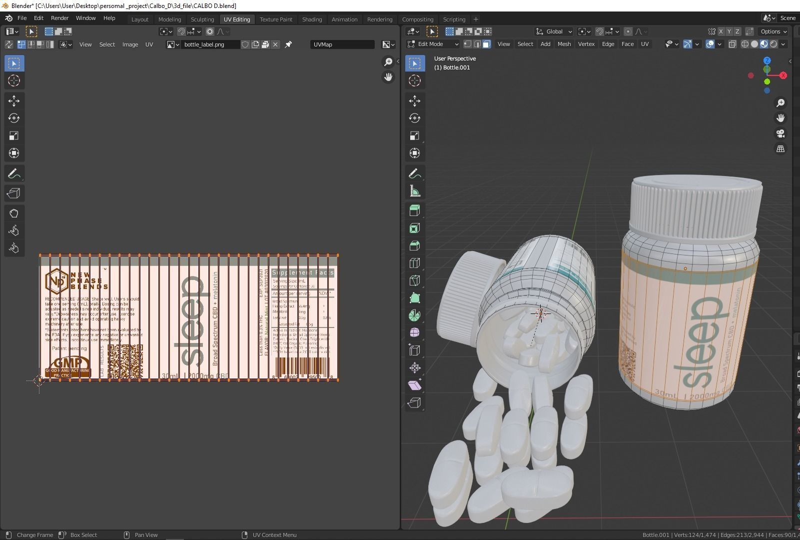 Pill and bottle Low-poly 3D model_7
