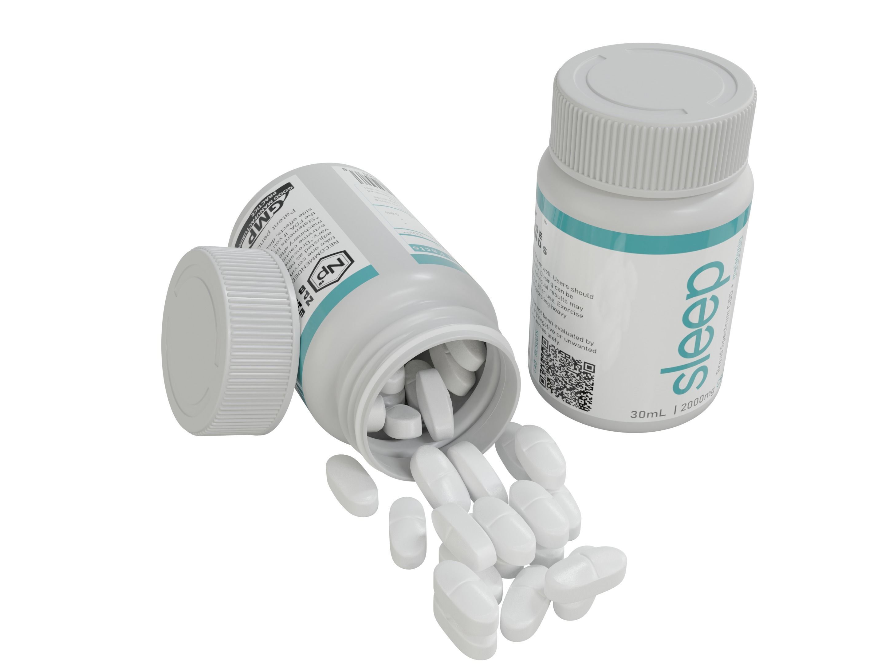 Pill and bottle Low-poly 3D model_2