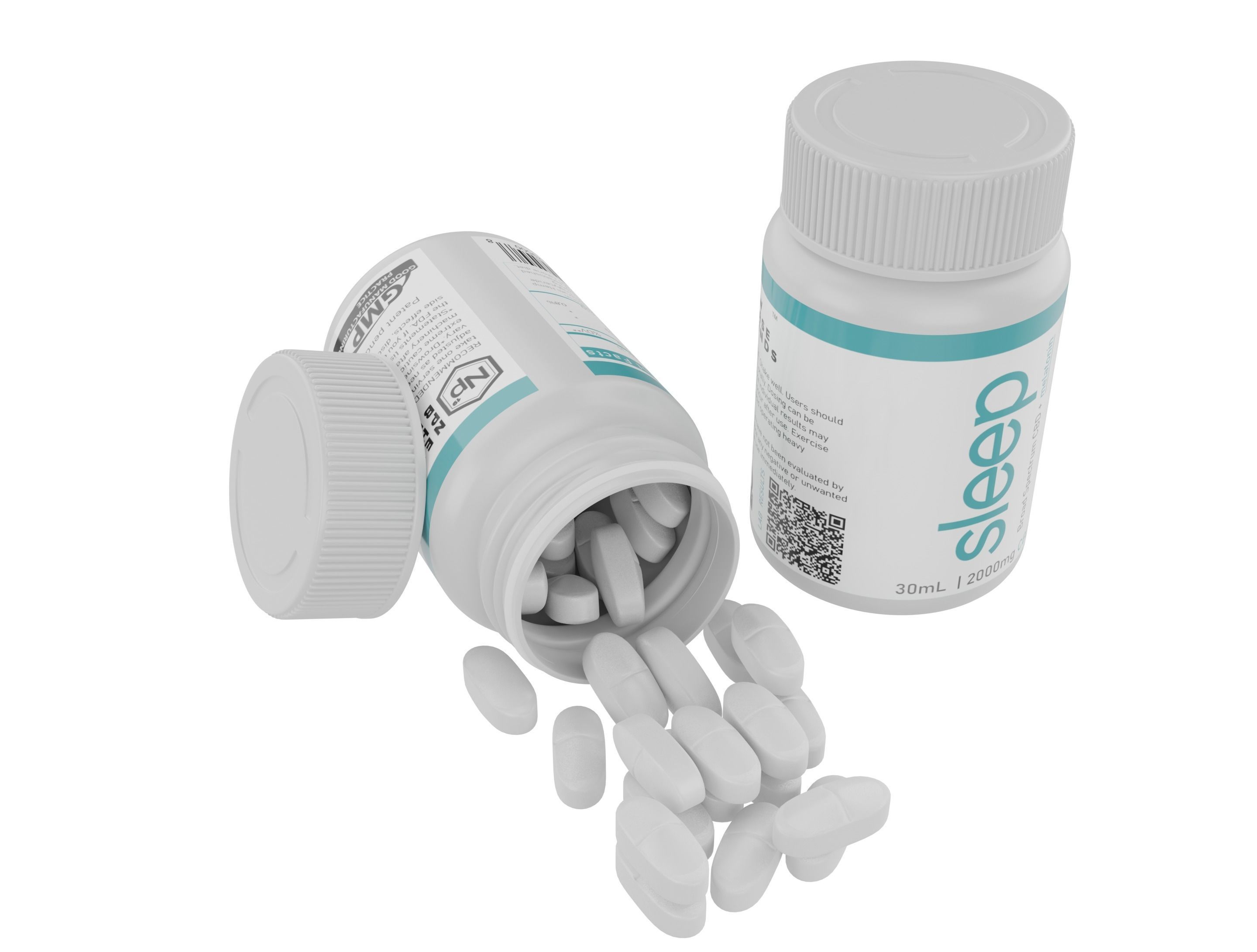 Pill and bottle Low-poly 3D model_3
