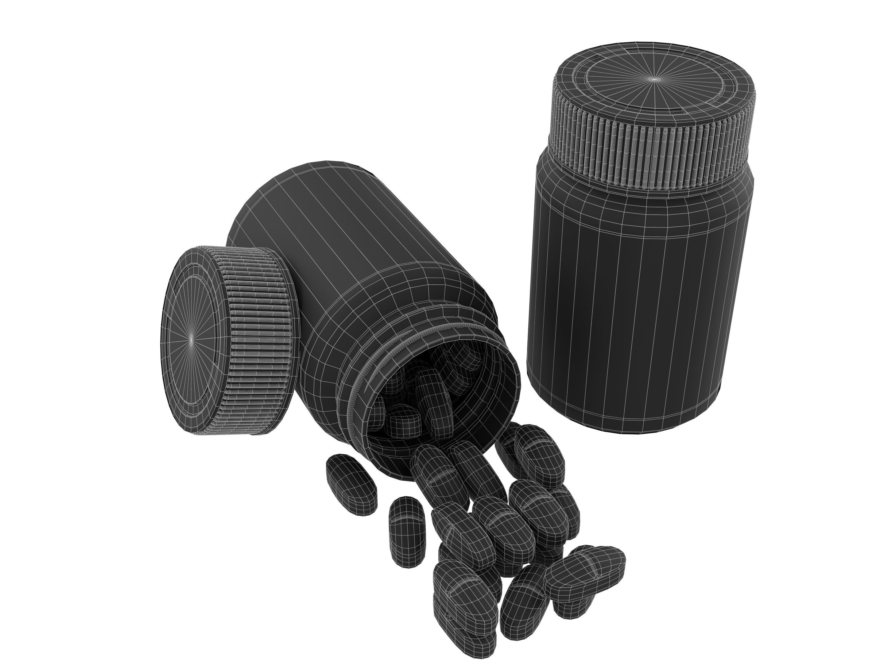 Pill and bottle Low-poly 3D model_6