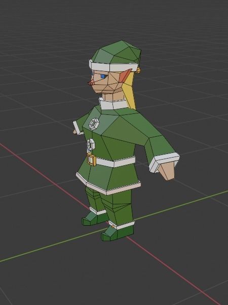 Santas Helper - Female Elf Low-poly 3D model_10
