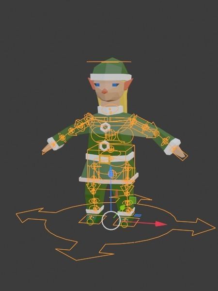 Santas Helper - Female Elf Low-poly 3D model_11