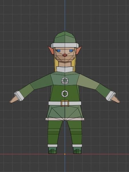 Santas Helper - Female Elf Low-poly 3D model_7