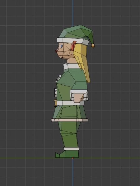 Santas Helper - Female Elf Low-poly 3D model_8