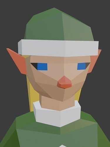 Santas Helper - Female Elf Low-poly 3D model