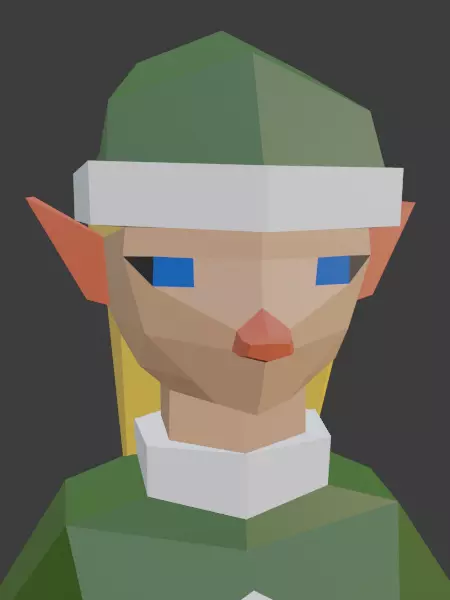 Santas Helper - Female Elf Low-poly 3D model_0