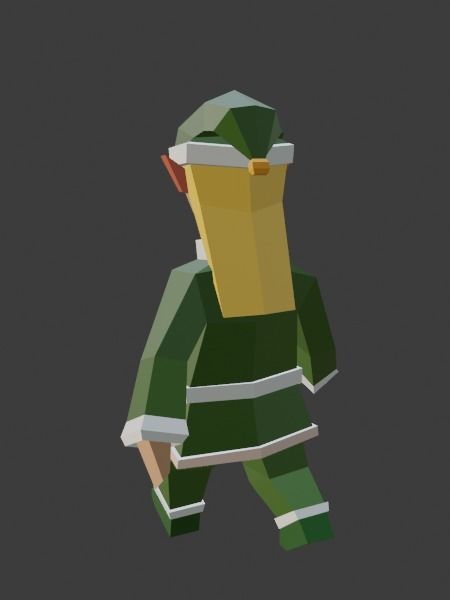 Santas Helper - Female Elf Low-poly 3D model_6