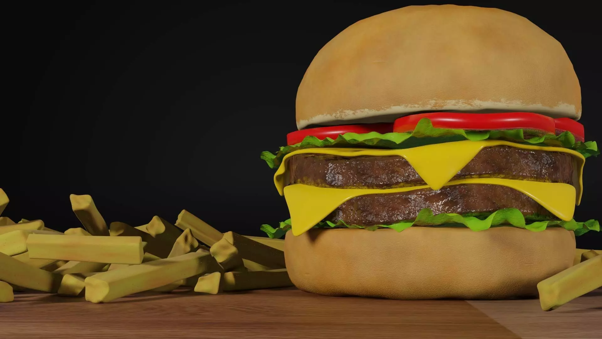 Double Patty Cheese Burger 3D model