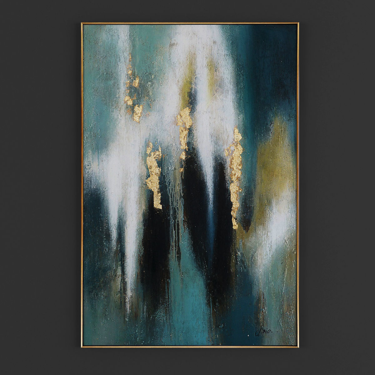 Pictures101 gold and abstract painting Low-poly 3D model_2