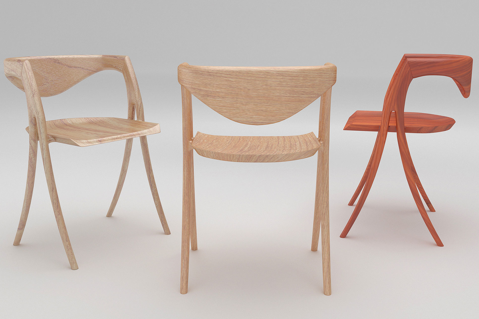 wood chair 3D model_2