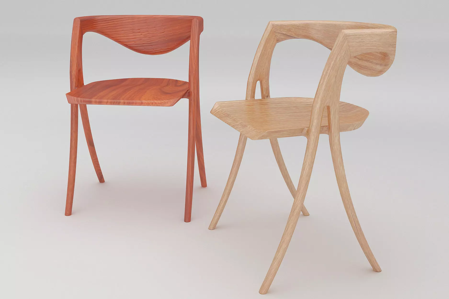 wood chair 3D model_0