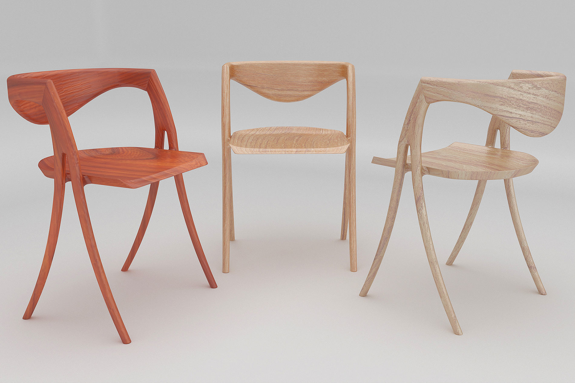 wood chair 3D model_1