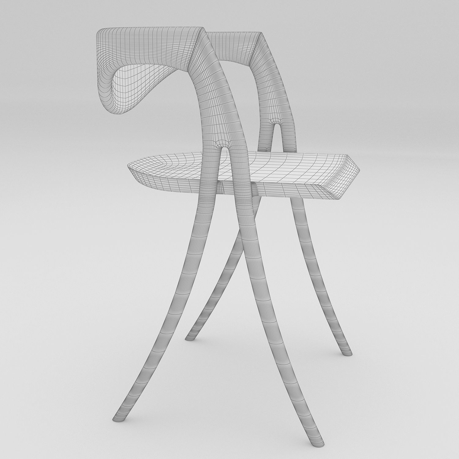 wood chair 3D model_4