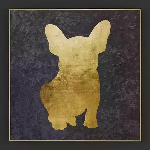 Pictures107 gold french bulldog wall art Low-poly 3D model