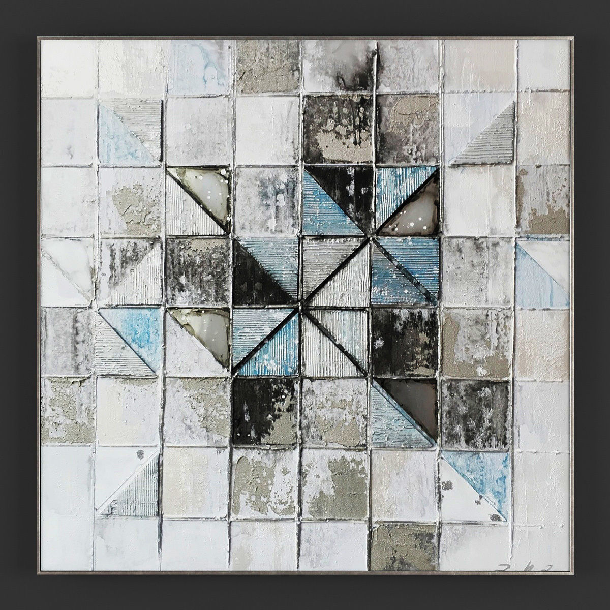 Pictures108 abstract painting with gold and squares Low-poly 3D model_2