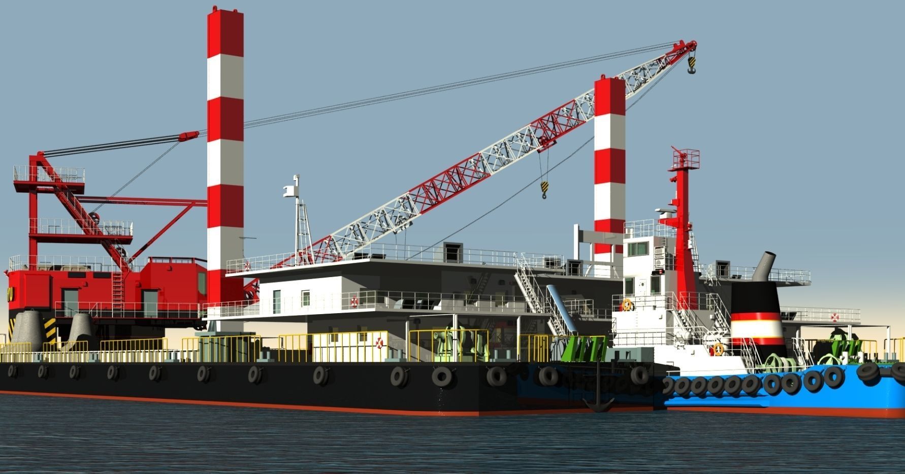 floating crane 3D model_4