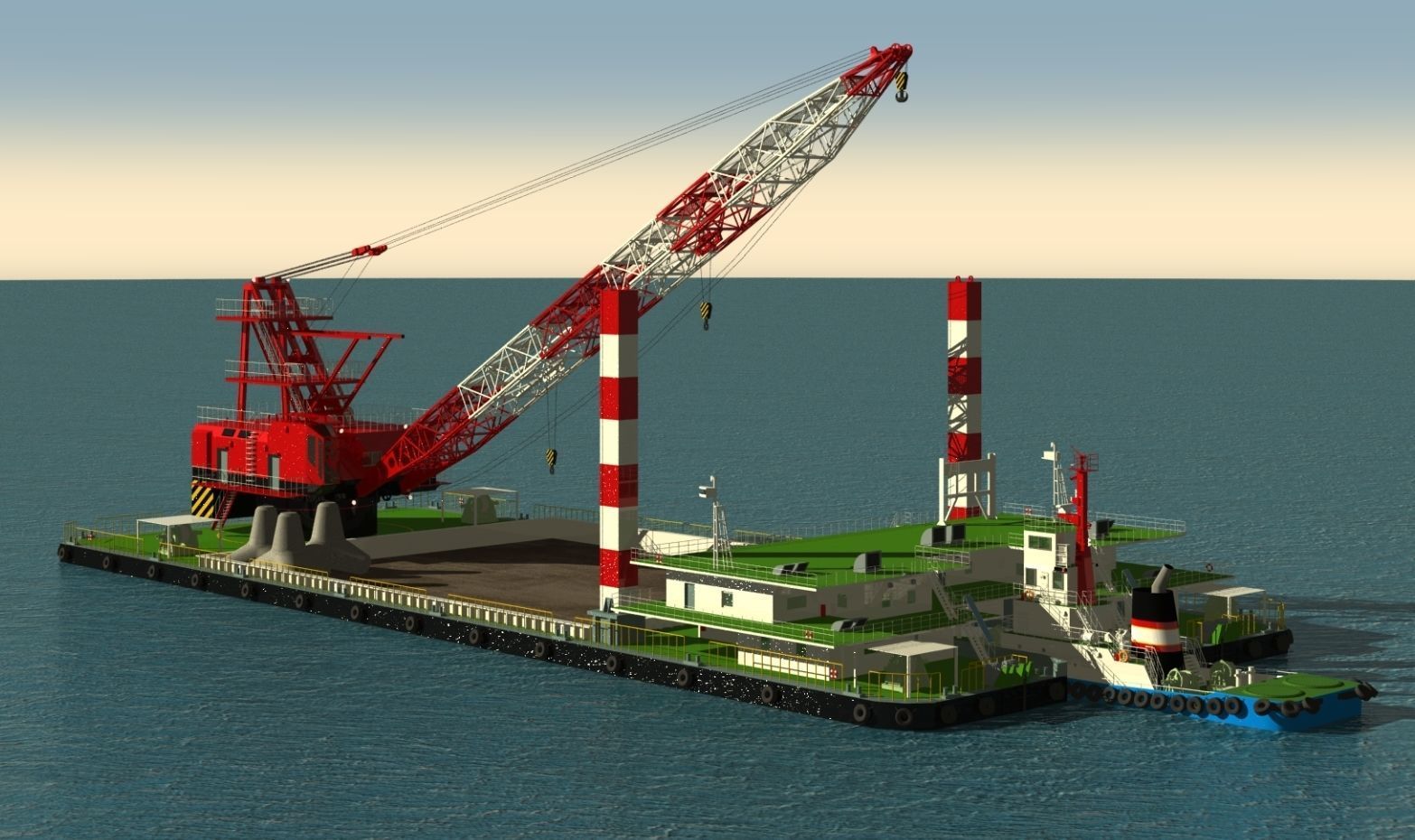 floating crane 3D model_2