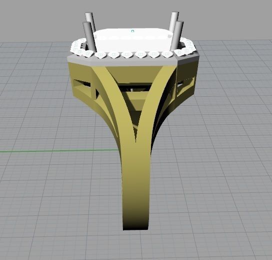emerald cut ring with diamonds 3D print model_1