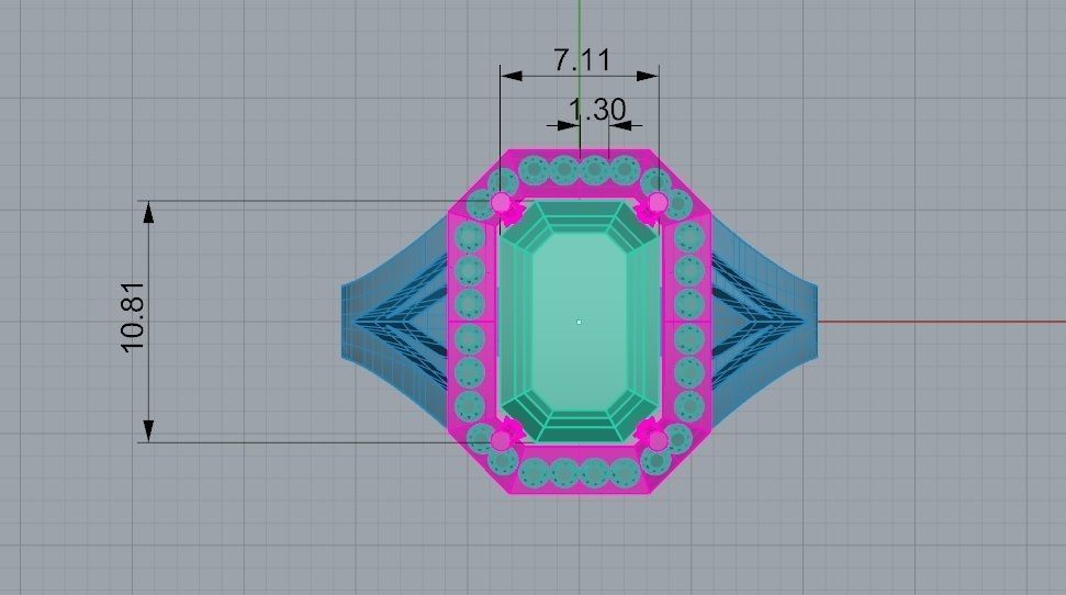 emerald cut ring with diamonds 3D print model_5