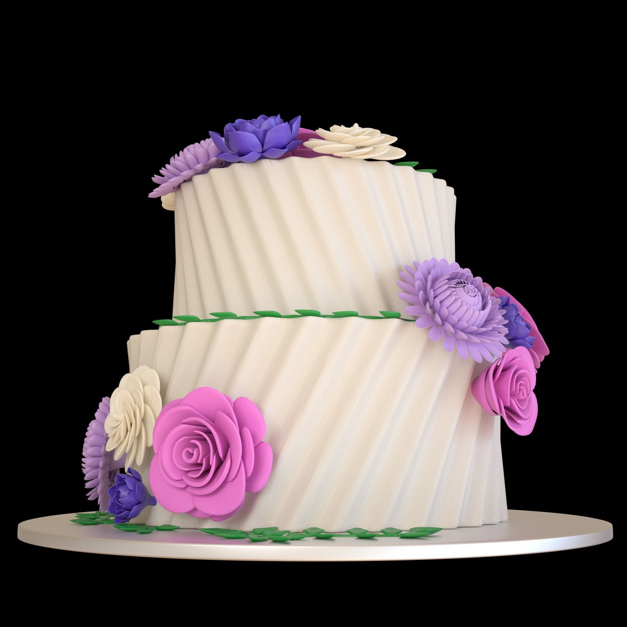 Floral cake 3D model_2