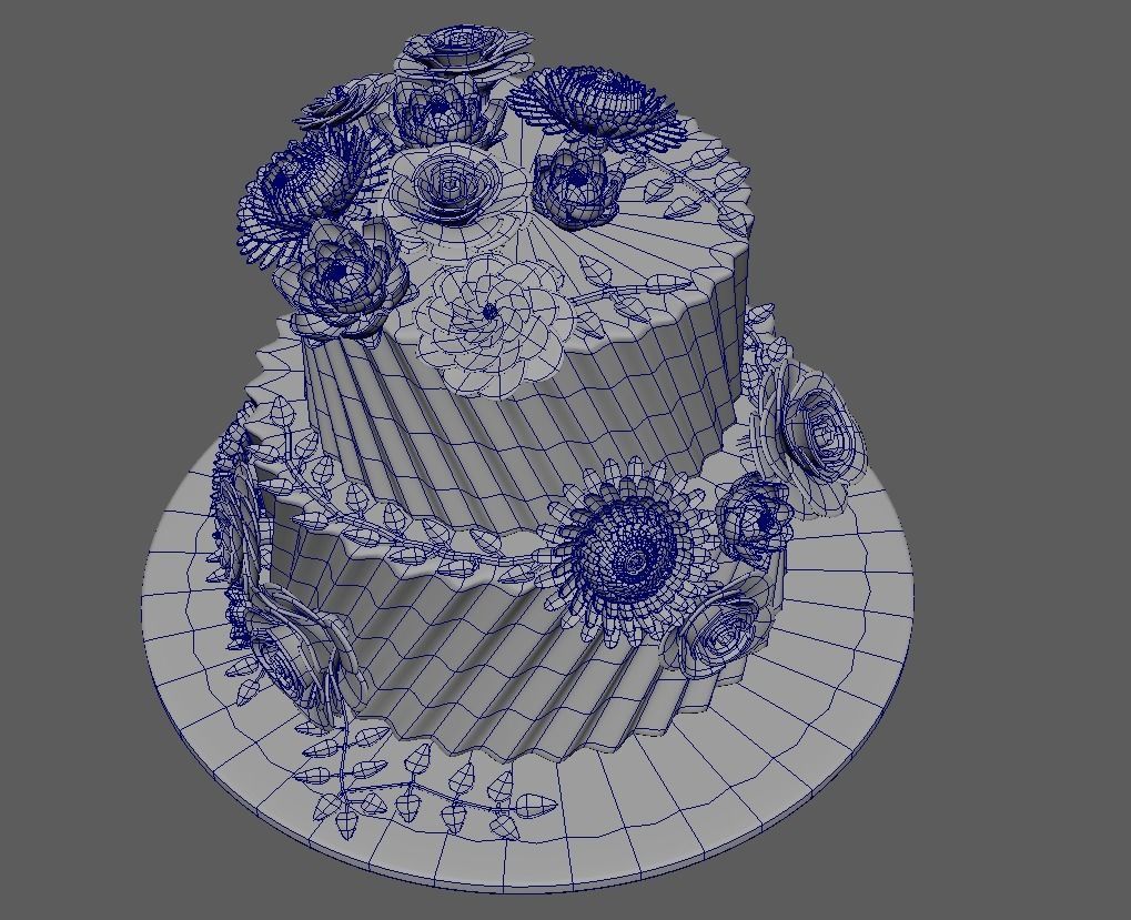 Floral cake 3D model_9