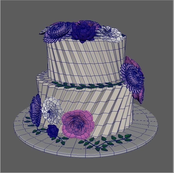 Floral cake 3D model_8
