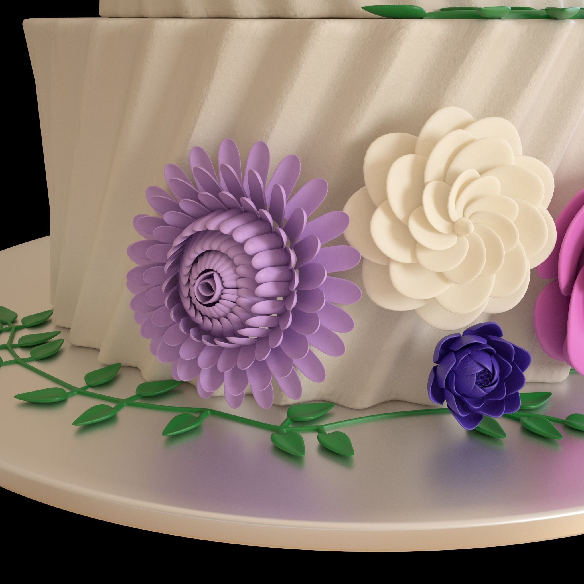 Floral cake 3D model_7